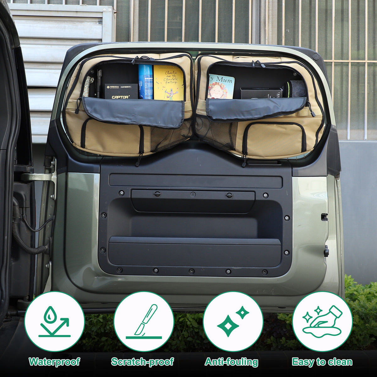 Tailgate Rear Door Cargo Trunk Storage Bag Organizer For LR Defender 2020-24 12