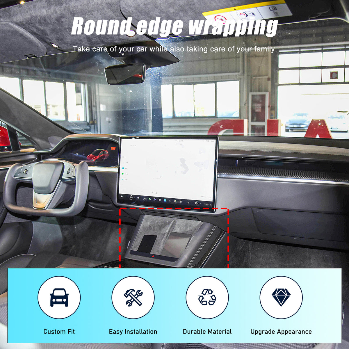 Real Carbon Fiber Console Wireless Charge Panel Frame Trim For Tesla Model S 23+ 16