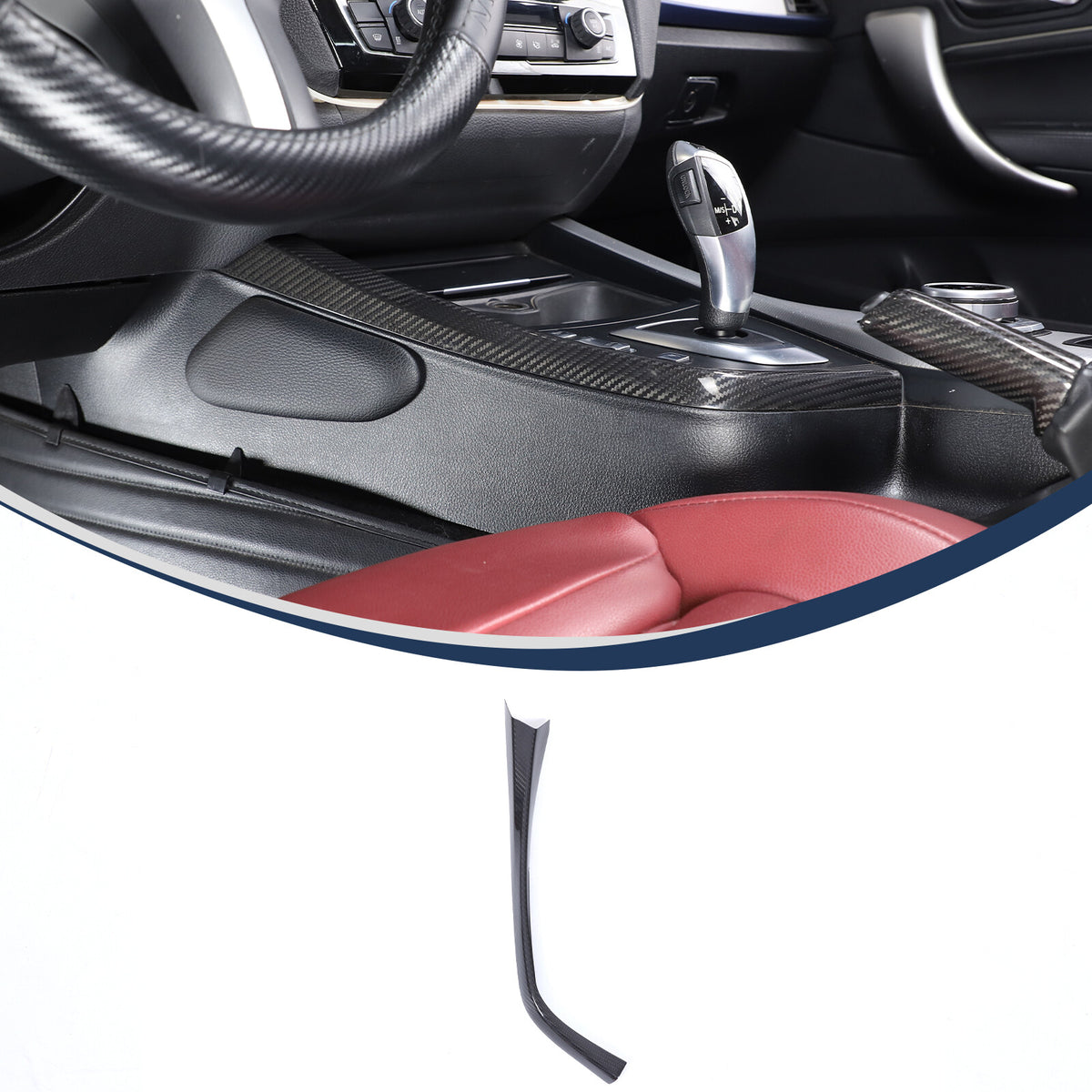 Real Carbon Fiber Gear Shift Side Trim L Strip For BMW 2 Series F22 F23 2014-19 2