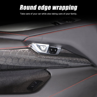 Real Honeycomb Carbon Fiber Interior Inner Door Panel Cover Trim for Corvette C8 22