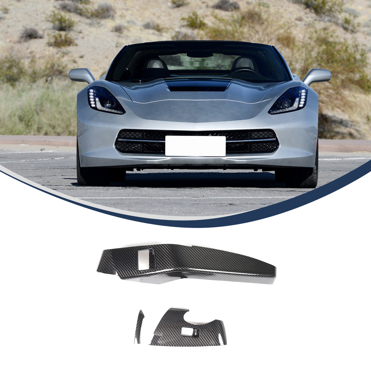 Real Carbon Fiber Window Lift Switch Button Trim Cover For Corvette C7 2014-19 4
