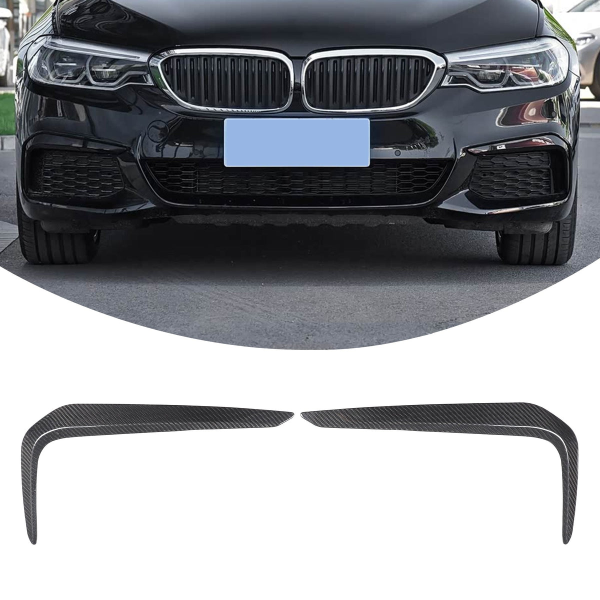 Real Carbon Fiber Front Fog Light Lamp Strip Trim For BMW 5 Series G30 2018-2020 11