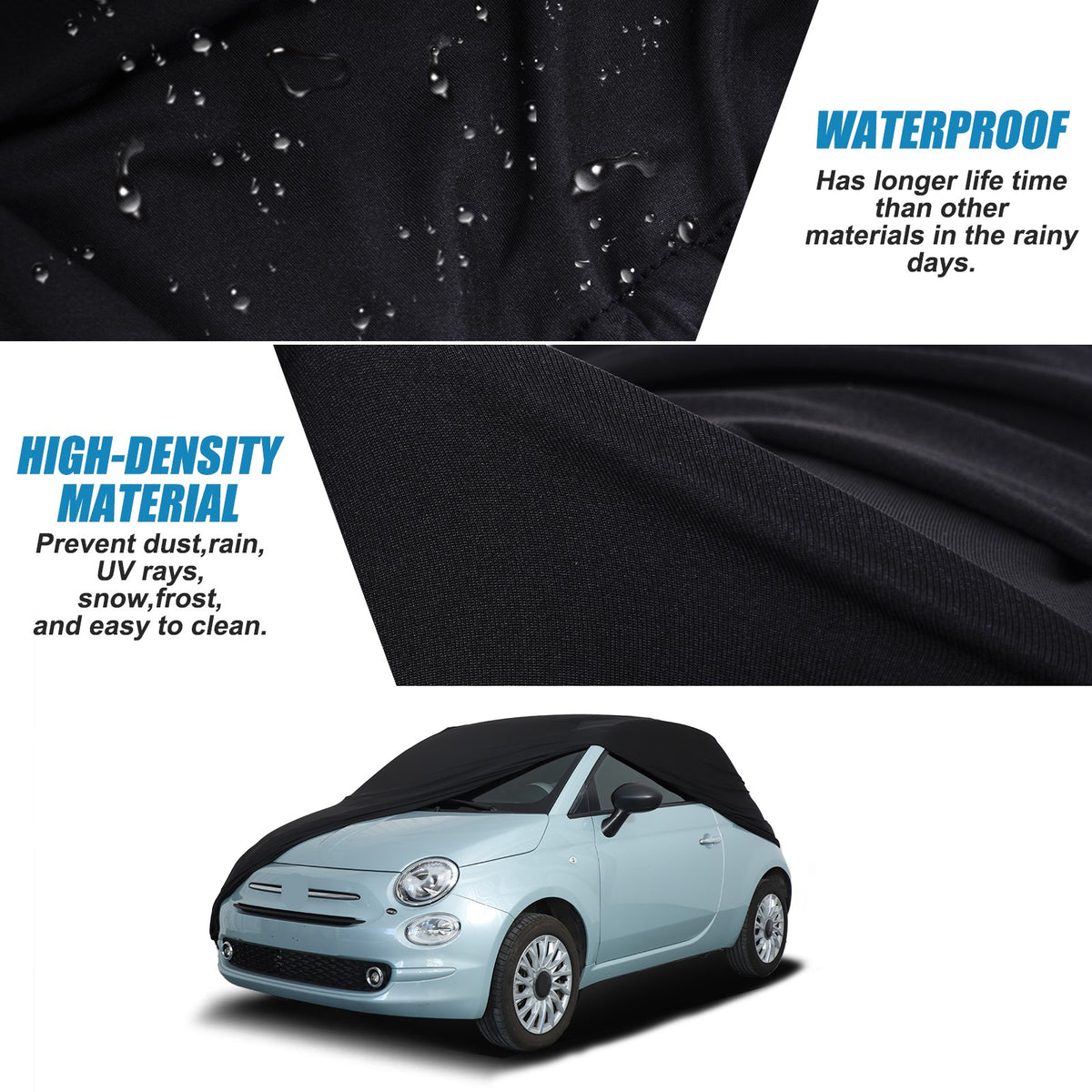 Car Protection Cover Waterproof Sun UV Snow Resistant For Fiat 500 2010-2022 US 23
