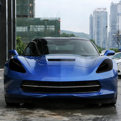 Transparent Gray Smoked Black Front Headlight Cover Trim For Corvette C7 2014-19 16