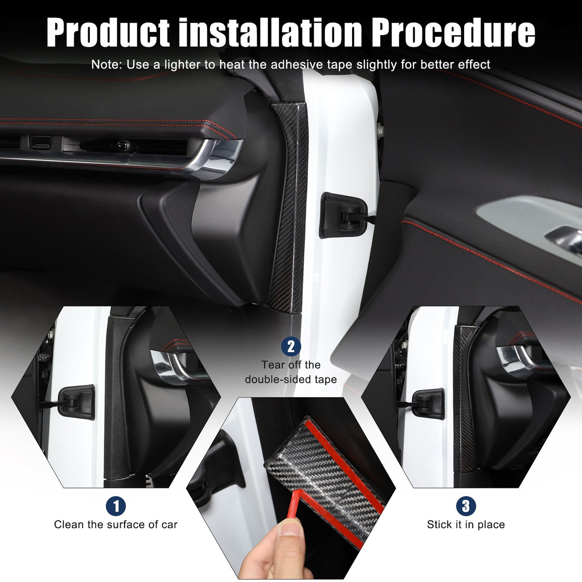 Real Carbon Fiber Inner Interior Door Pillar Trim For Corvette C8 2020+ 21