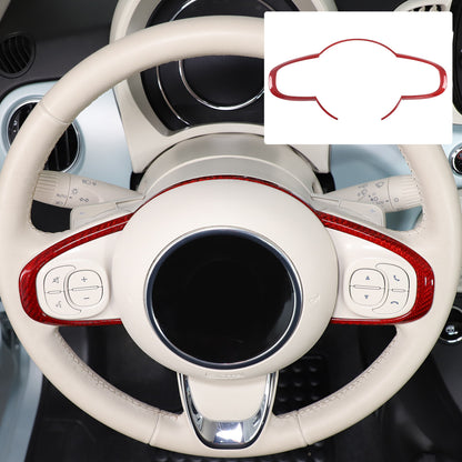 Red Real Carbon Fiber Steering Wheel Trim For Fiat 500 Abarth 595 695 2016+ 9