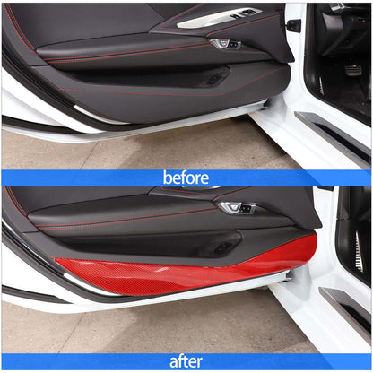 Red Soft Carbon Fiber Interior Decor Trim Kit Cover Set For Corvette C8 20-25 222