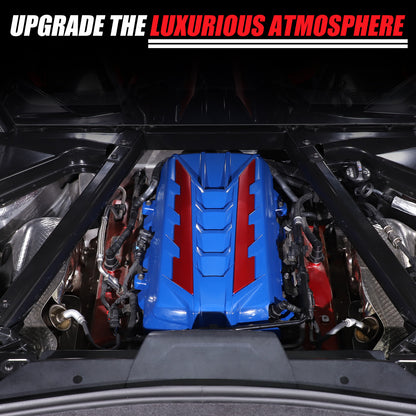 Blue Engine Bay Panel Cover Trim in Edge Red For Corvette C8 2020-26 3