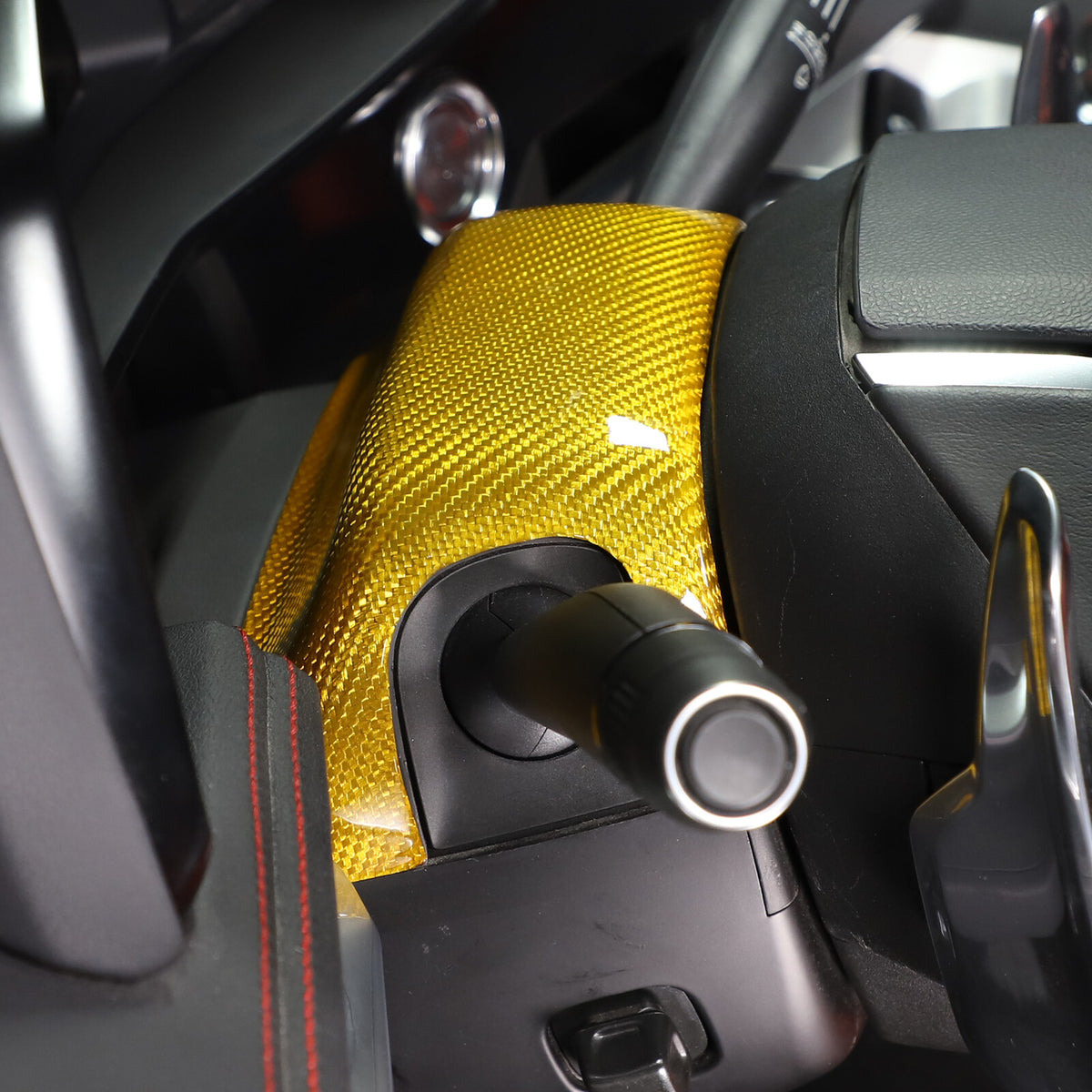 Yellow Carbon fiber Steering Wheel Base Trim Cover For Corvette C8 Z06 2020-26 5