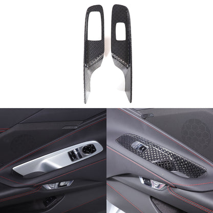 Real Carbon Fiber Window Lift Button Frame Trim For Corvette C8 Coup 2020-2026 2