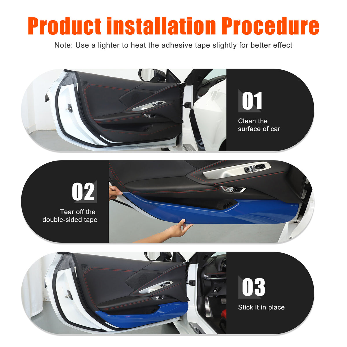 Blue ABS Inner Door Anti-Kick Panel Cover Trim For Corvette C8 2020-26 4