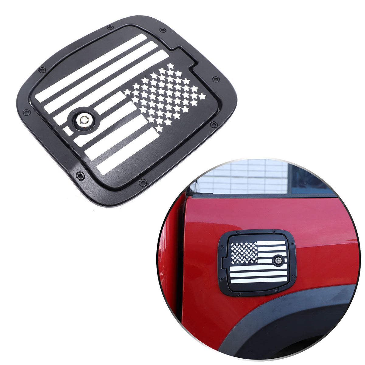 US Flag Lock Key Aluminum Gas Fuel Tank Door Cover Cap For Toyota Tacoma 2016-23 19