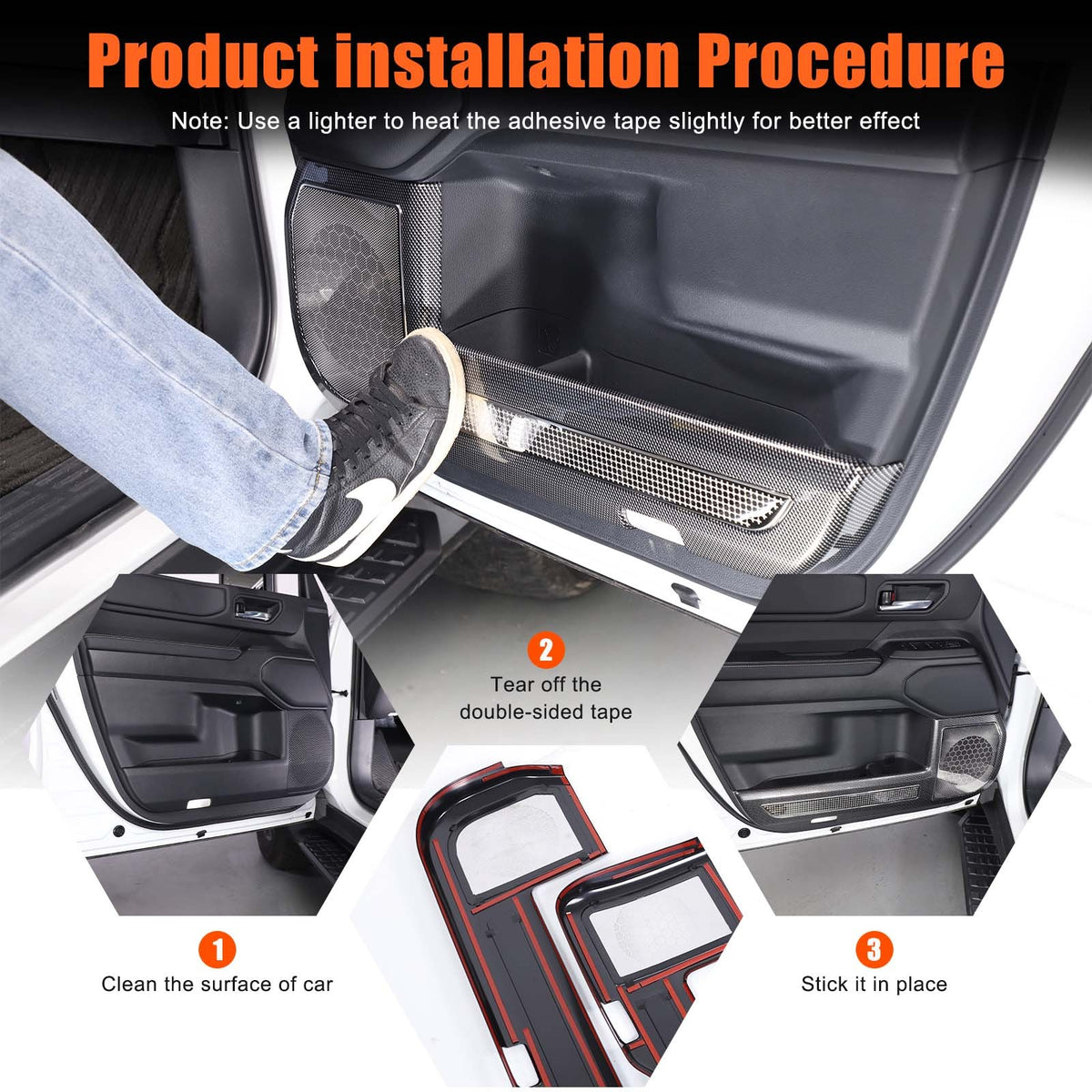 ABS Carbon Fiber Door Anti‑Kick Panel Trim For Toyota Land Cruiser LC250 24+ US 8