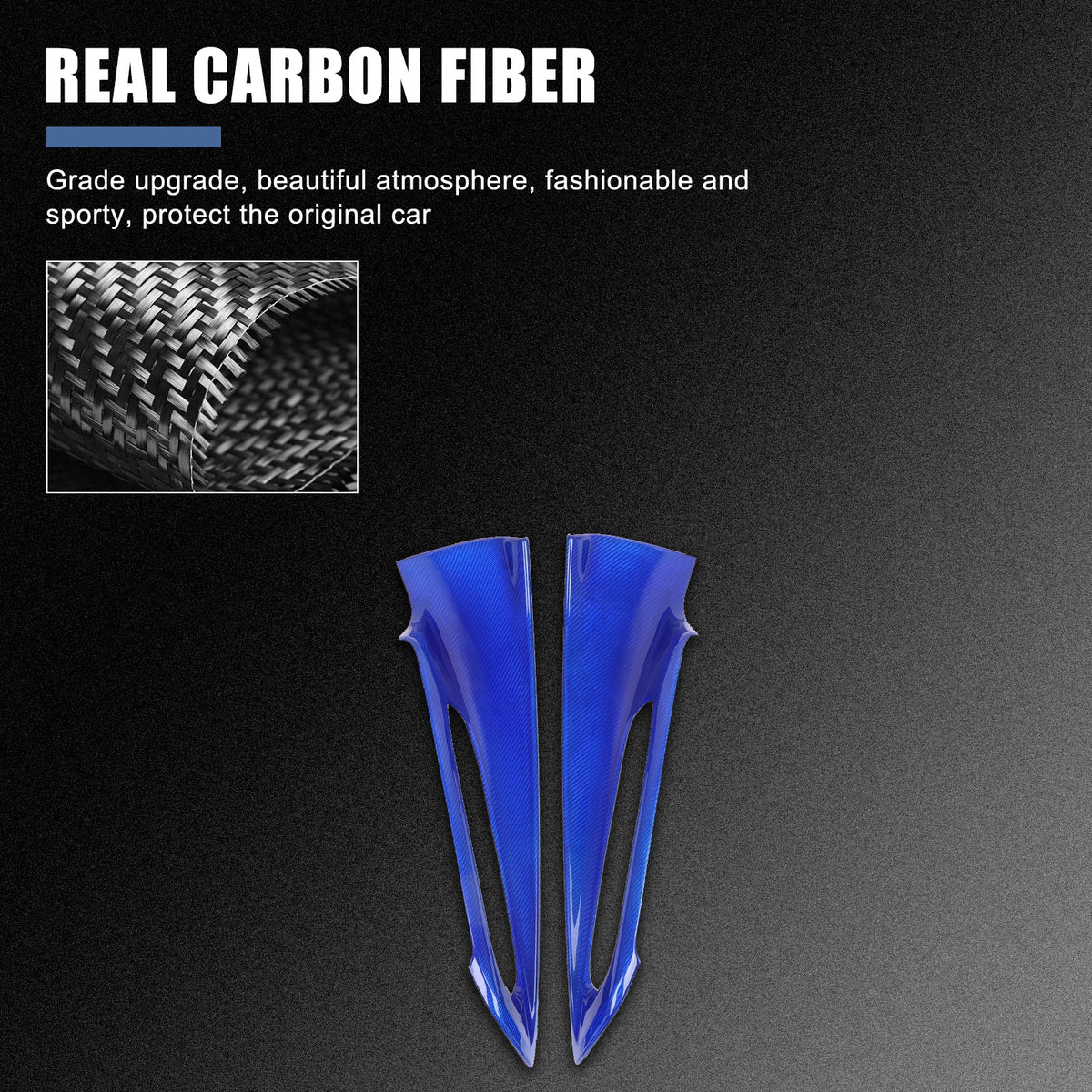 Blue Real Carbon Fiber Interior Door Panel Trim Cover For Corvette C8 2020-2026 10