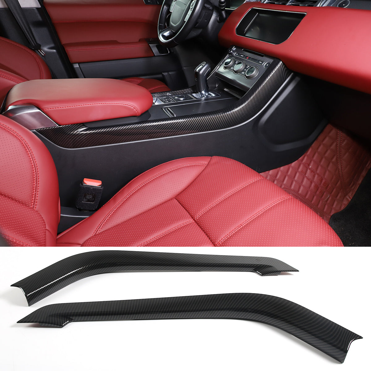 Carbon Fiber ABS Console Side Trim Strip Cover For Range Rover Sport 2014-2017 15