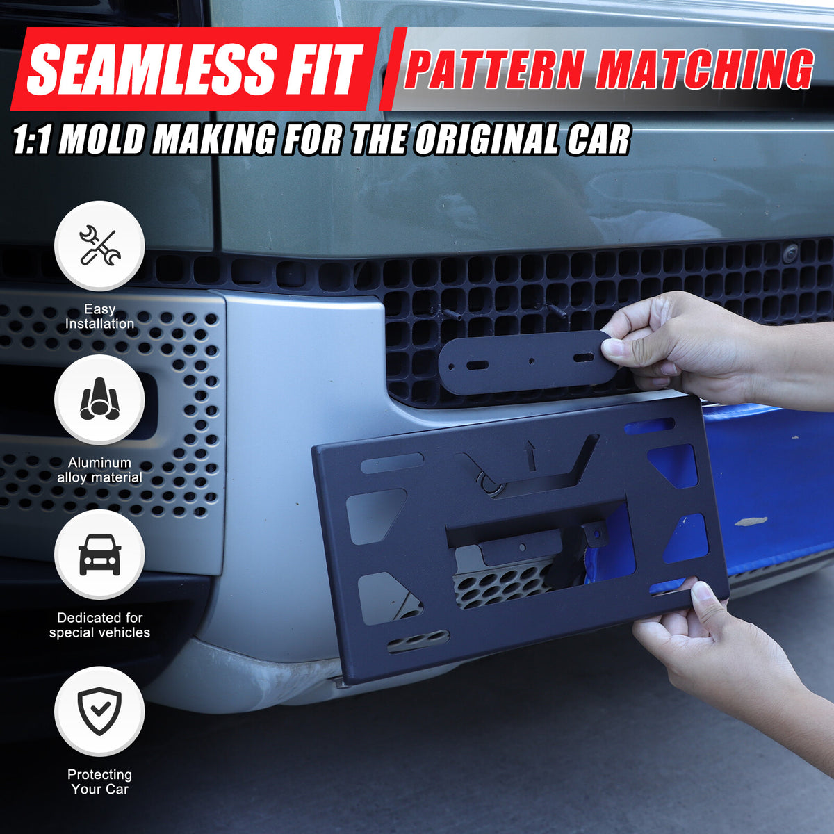 Front Bumper Tow Hook License Plate Mount Bracket For LR Defender L663 20-24 US 15