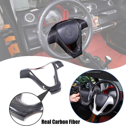 Real Carbon Fiber Interior Steering Wheel Cover Trim For Benz Smart Fortwo 09-15 1