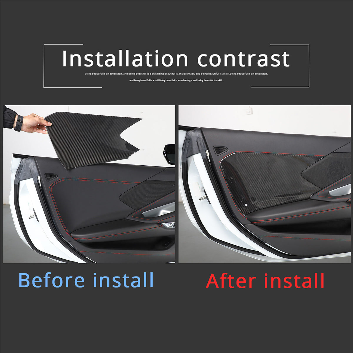Real Carbon Fiber Interior Door Cover Trim Decoration for Corvette C8 2020-26 US 16