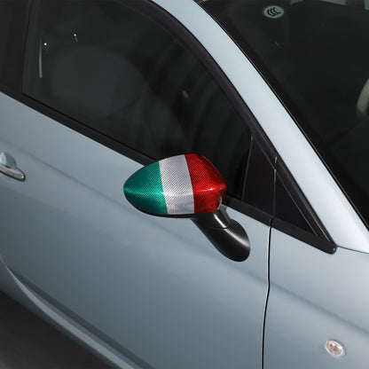 Tri-Color Real Carbon Fiber Side Mirror Cover Trim For Fiat 500 312 2010+ 11