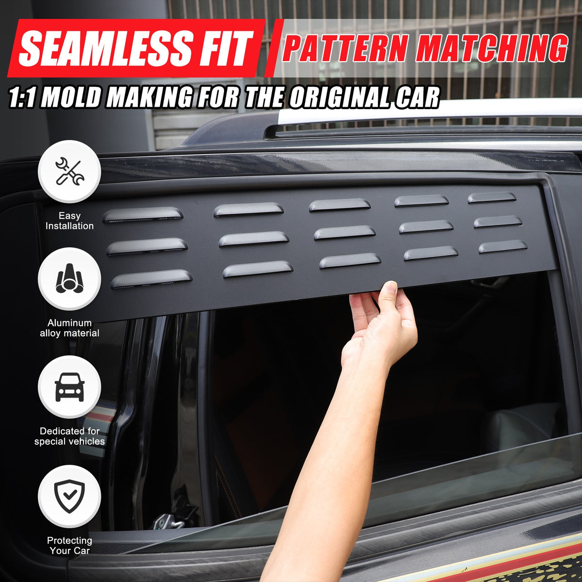Aluminum Rear Door Window Louver Air Vent Panel Trim For Ford Ranger T7 15-22 US 5