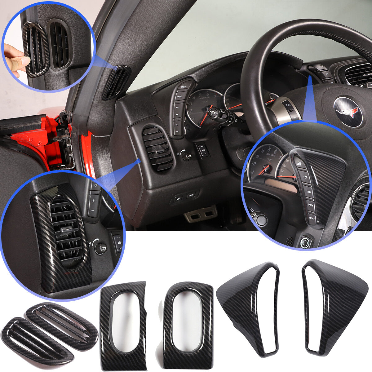 ABS Carbon Fiber Dashboard Interior Trim Cover Set Kit For Corvette C6 05-13 US 5