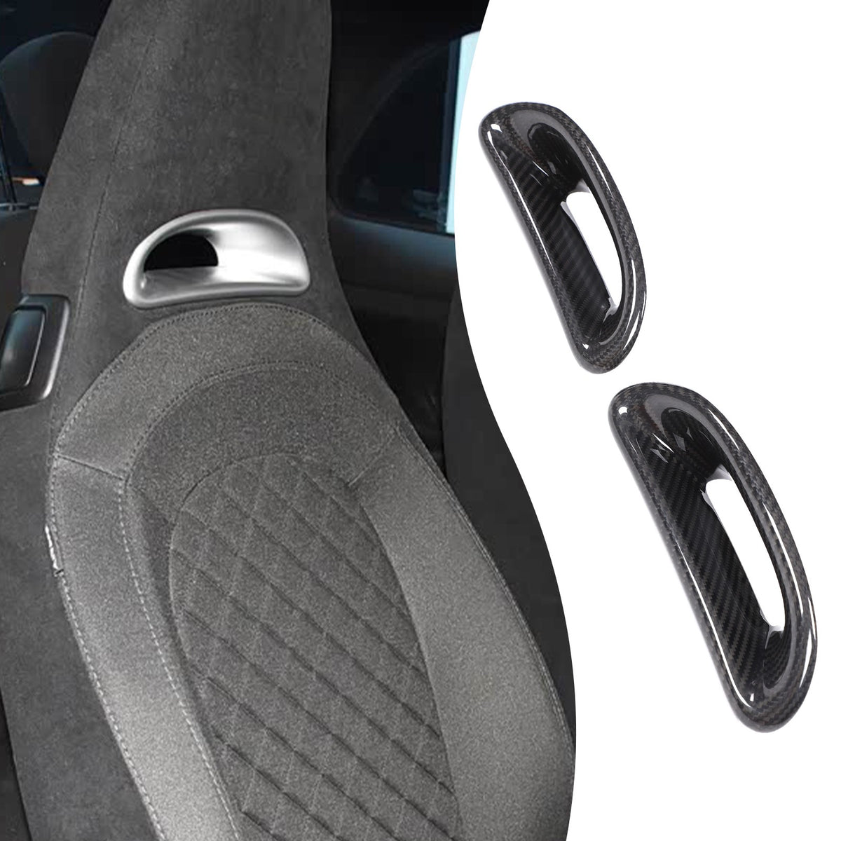 Real Carbon Fiber Front Seat Back Cover For Fiat 500 Abarth 595 2016-2024 12