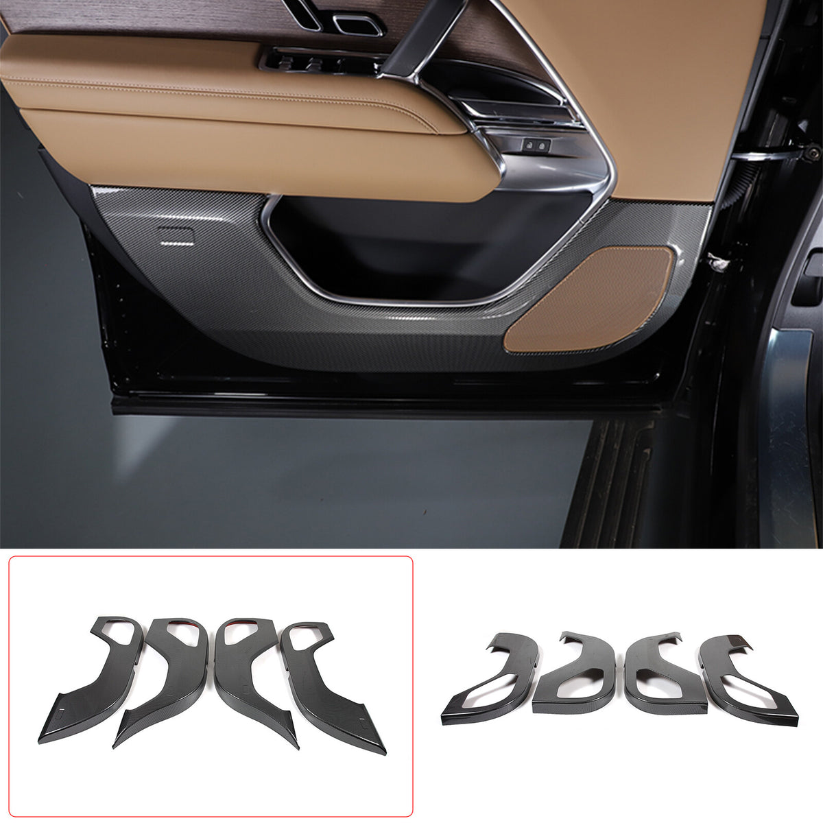 ABS Carbon Fiber Door Anti-kick Panel Trim For LR Range Rover Vogue 2023-2024 17