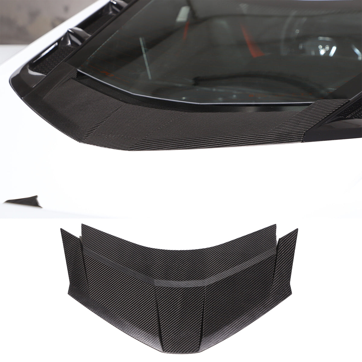 Real Carbon Fiber Rear Window Lower Trim Cover Set For 2020-26 C8 Corvette Coupe 25