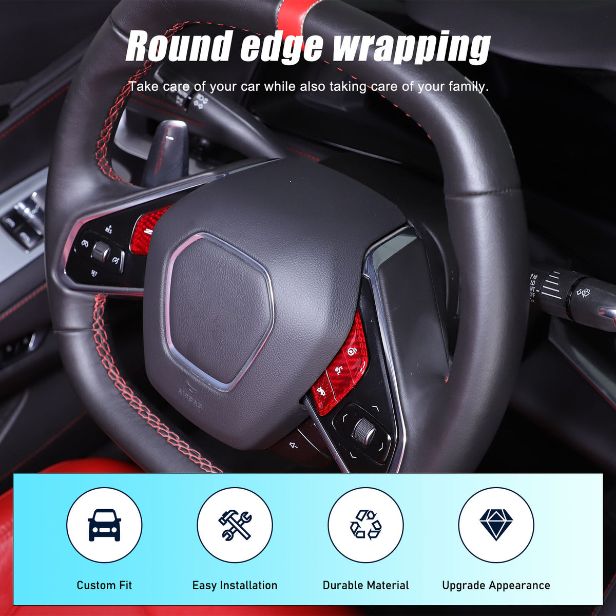 Red Real Carbon Fiber Interior Full Decor Cover Trim Kit for Corvette C8 2020-25 - Variants 21-25 53