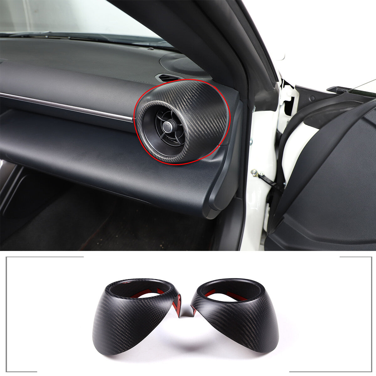 Matte Carbon Fiber Dashboard Side Air Outlet Vent Cover Trim For Subaru BRZ 2022 2