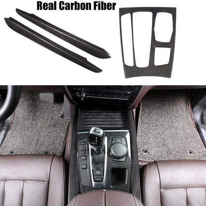 Real Carbon Fiber Center Console Gear Side Strip Trim for 2015-2019 BMW X5 F15 1