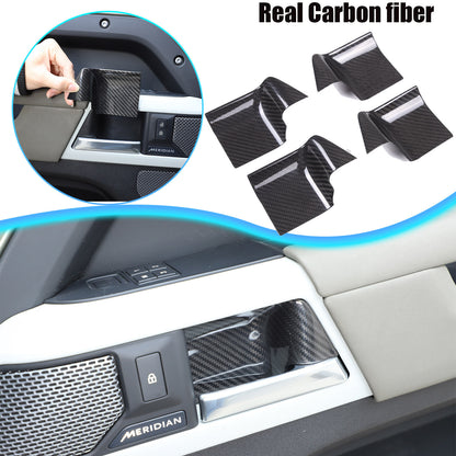 Real Carbon fiber Inner Door Handle Bowl Cover Trim For LR Defender 110 2020-24 1