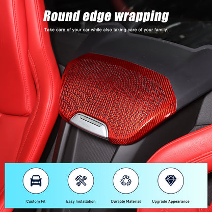 Red Real Carbon Fiber Rear Speaker Grille Trim For Corvette C8 1LT/2LT 2020+ 14