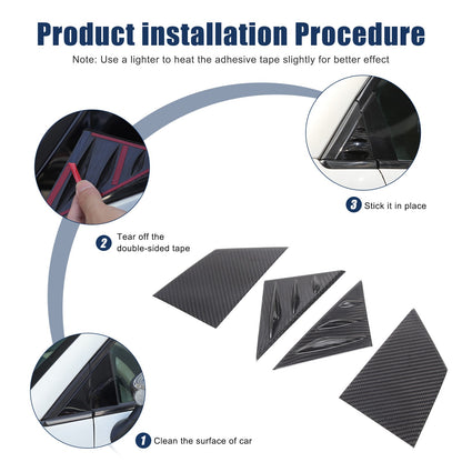 Real Carbon Fiber External A-Pillar Triangle Trim Cover For Fiat 500 2010+ 3