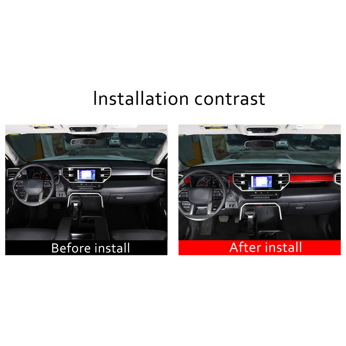 Red Real Carbon fiber Interior Dashboard Cover Strip Trim For Toyota Tundra 22+ 15