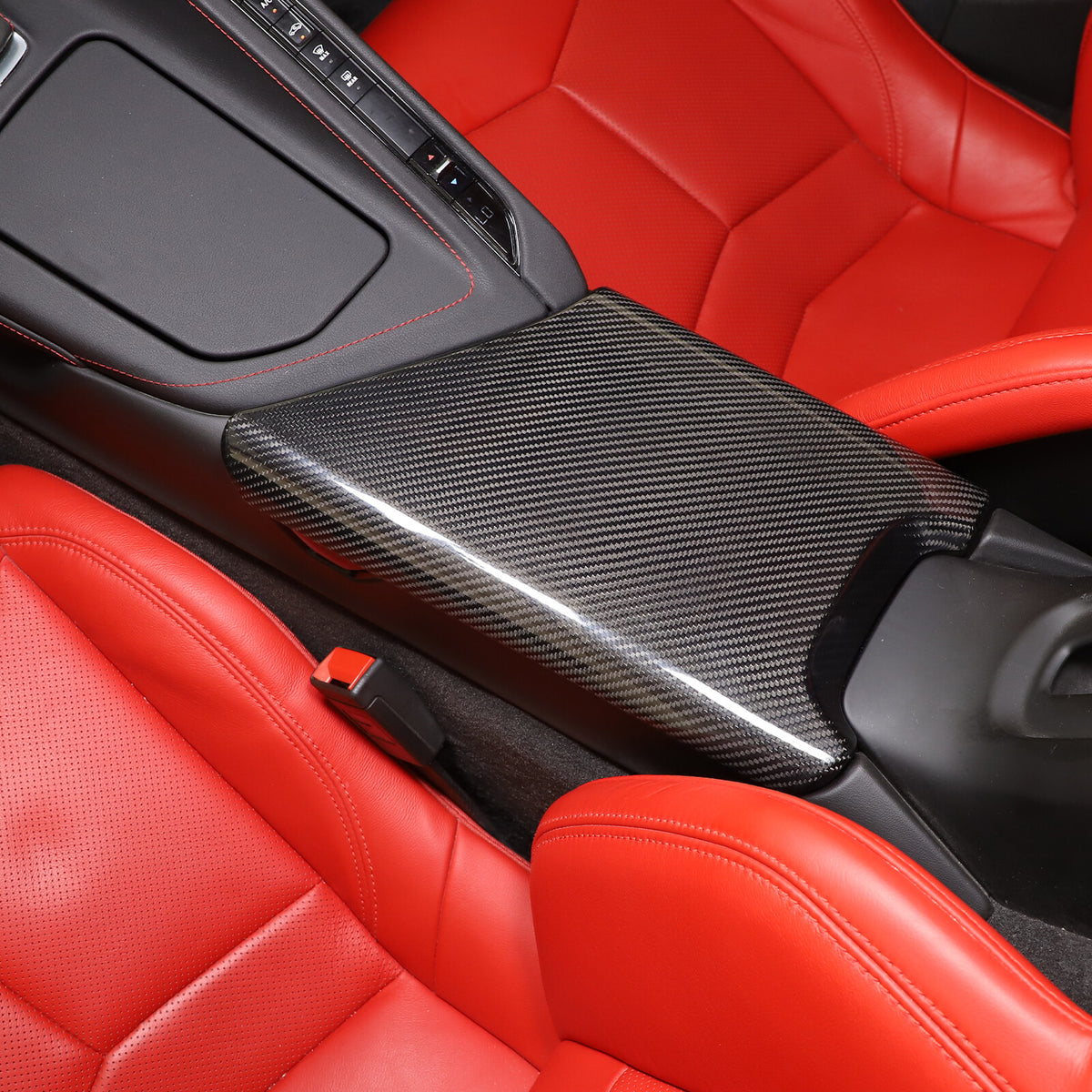 Real Carbon Fiber Center Console Armrest Box Cover Trim For Corvette C8 2020-26 8