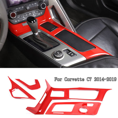 4pcs Red Gear Shift Panel Grab Handle Cover Trim For Corvette C7 2014-2019 1