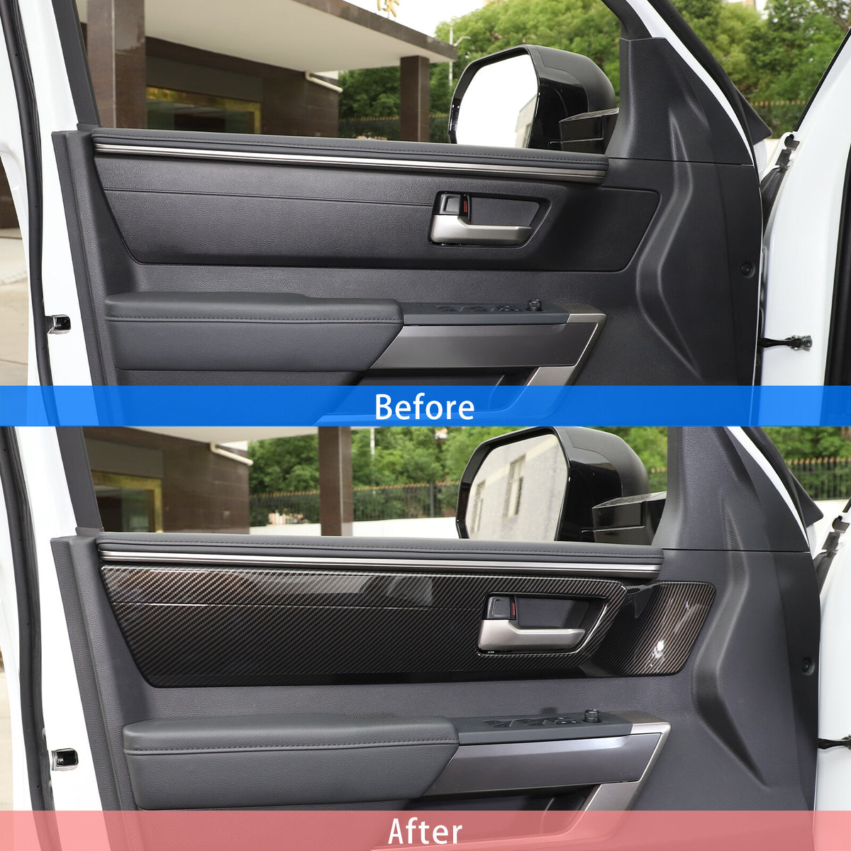 ABS Carbon Fiber Inner Door Handle Panel Frame Trim For Toyota Tundra 2022-23 US 4