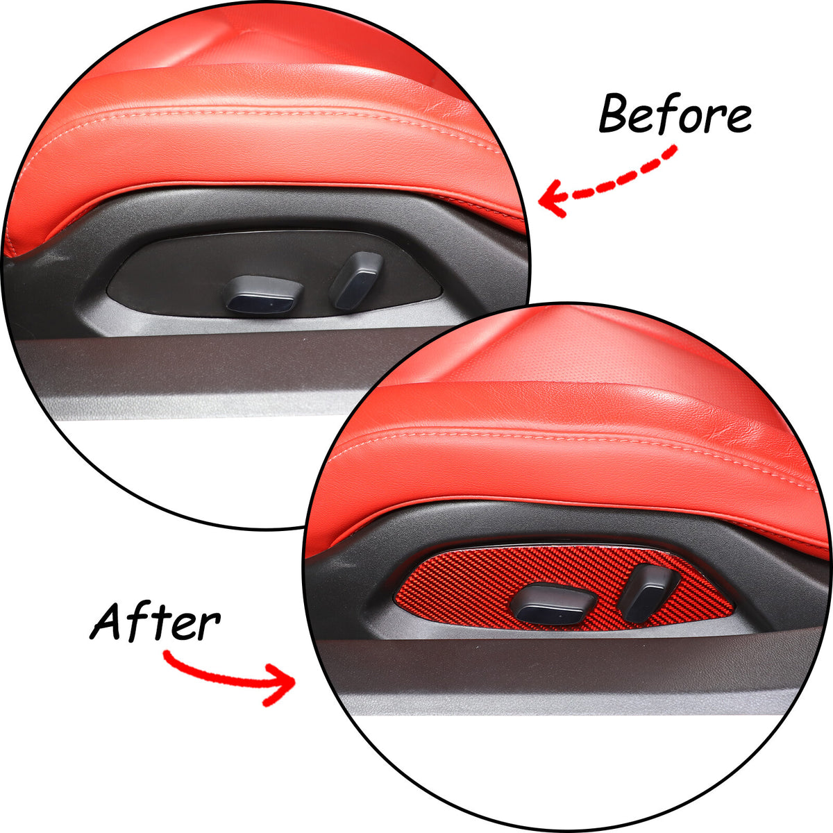 Red Soft Carbon Fiber Interior Decor Trim Kit Cover Set For Corvette C8 20-25 41
