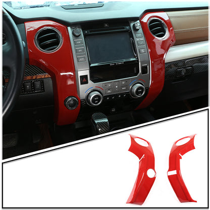 2pcs For Toyota Tundra 14-21 Red ABS Central Control Air Vent Outlet Cover Trim 4