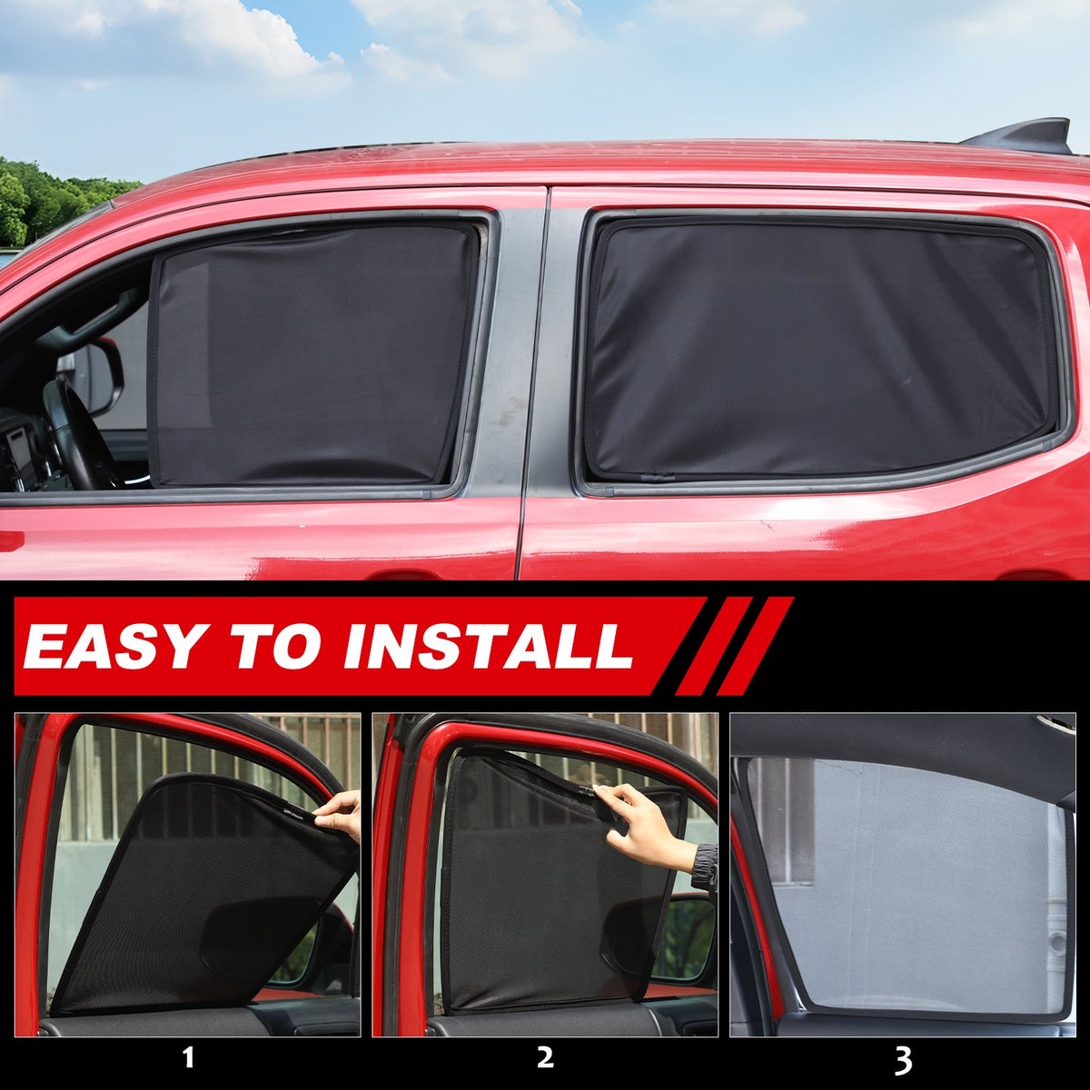Front Rear Window Sun Shade Cover Mesh Shield Screen For Toyota Tacoma 2016-2022 5