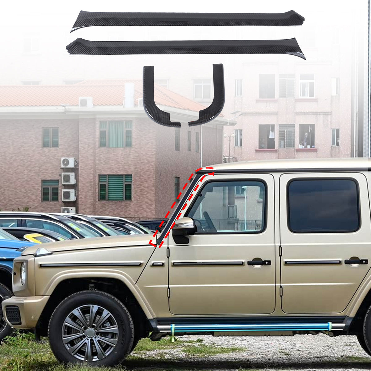 Real Carbon Fiber A-Pillar Trim Cover For Benz G-Class G500 W465 2025+ US 14