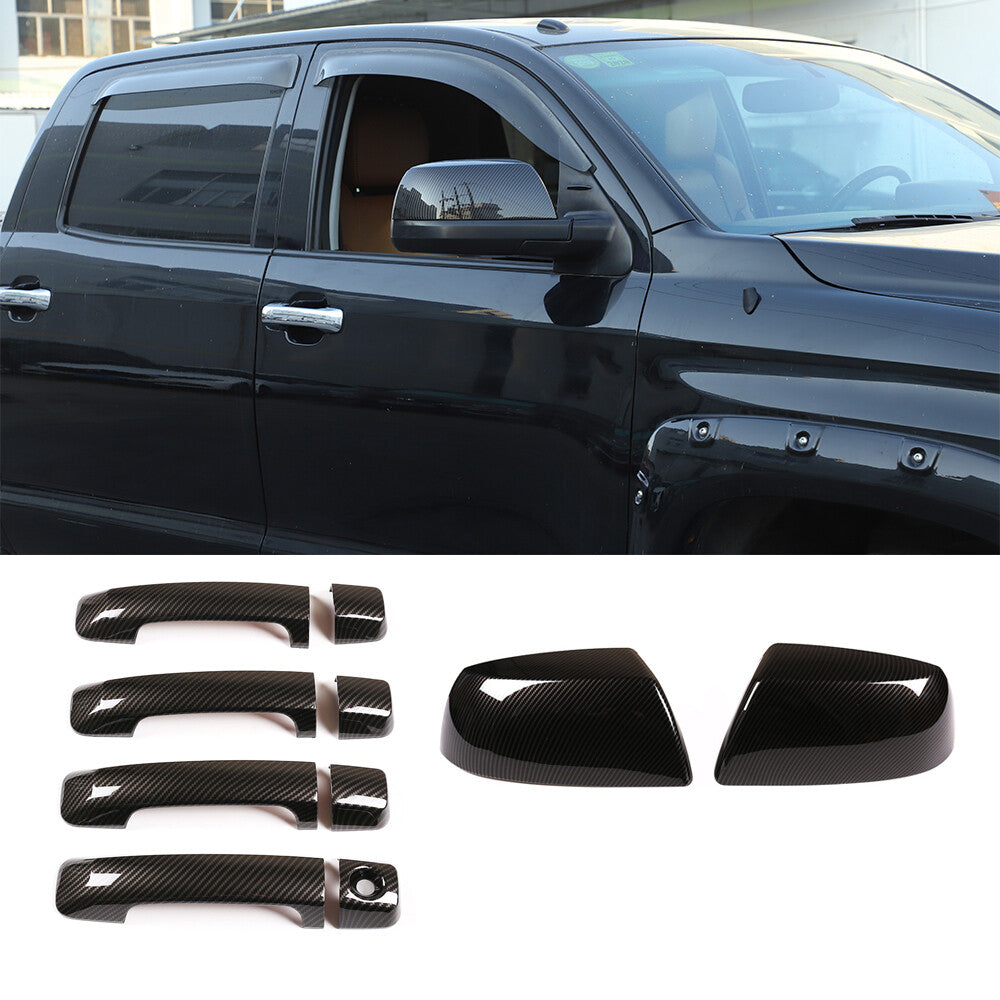 Carbon ABS Door Handle Rearview Side Mirror Cover Trim For Toyota Tundra 2007-21 1