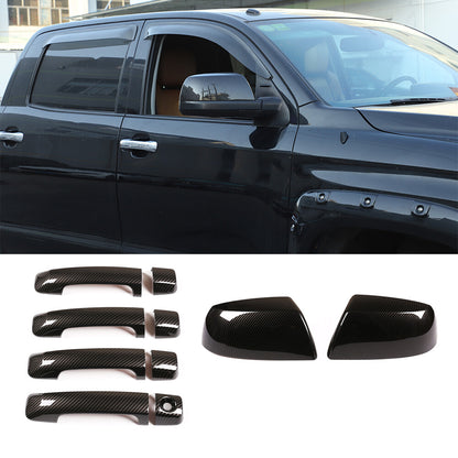 Carbon ABS Door Handle Rearview Side Mirror Cover Trim For Toyota Tundra 2007-21 1