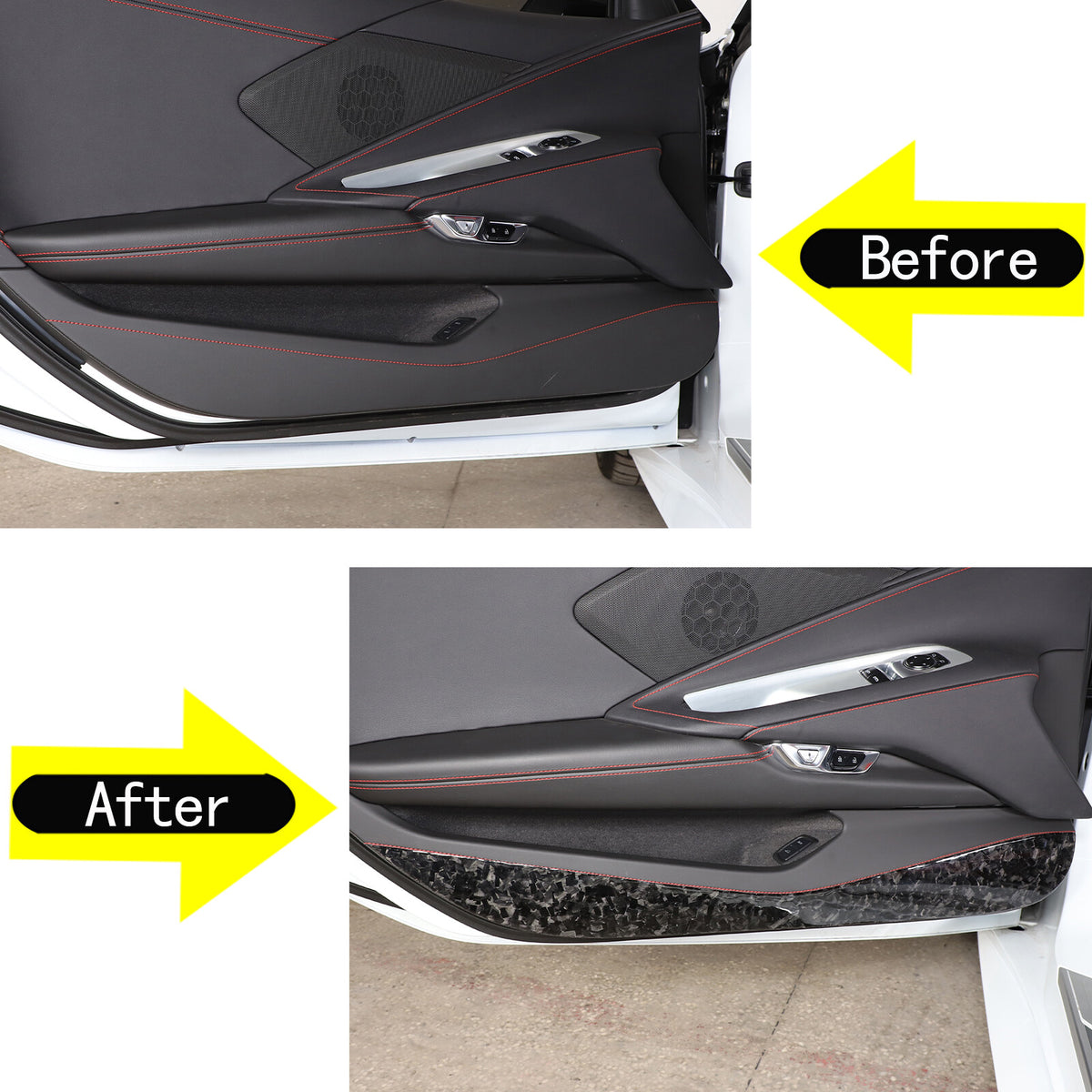 Forged Carbon Fiber Car Door Anti-kick Guard Trim Panel For Corvette C8 2020-26 3