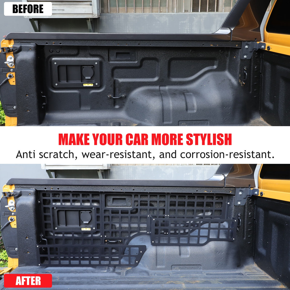 Steel Trunk Left Side Storage Bag Hanger Molle Panel For Ford Ranger T9 2023+ 4