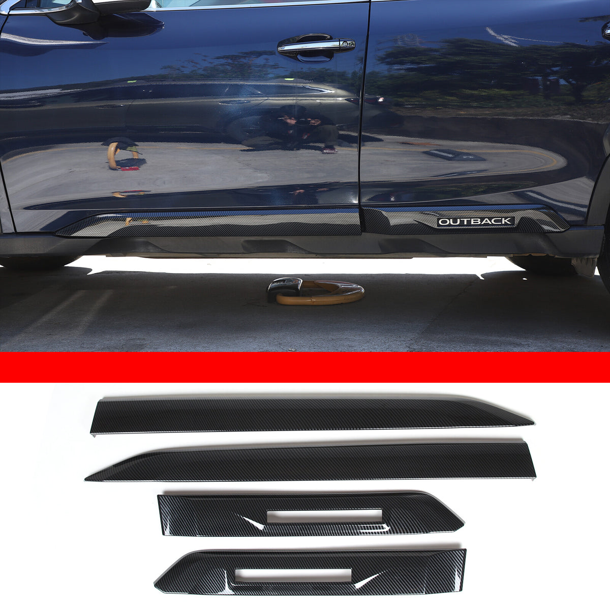 Carbon Fiber ABS Body Side Door Molding Cover Trim Guard For Subaru Outback 20+ 6