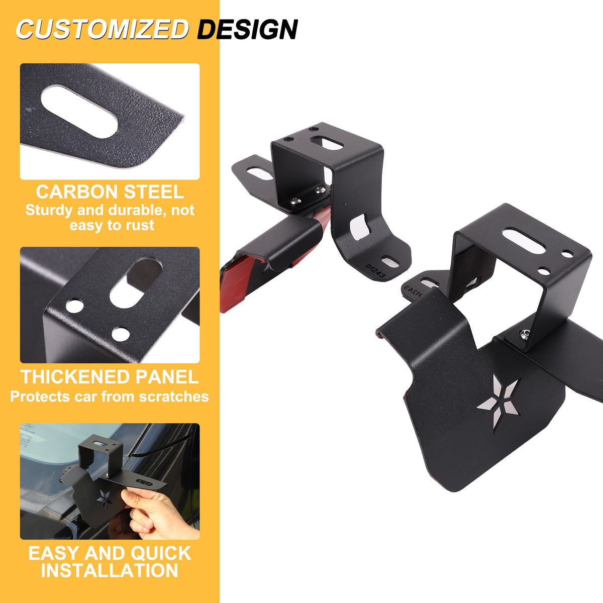 Carbon Steel A-Pillar Light Mount Bracket For Ford Ranger T7 2015-2021 3