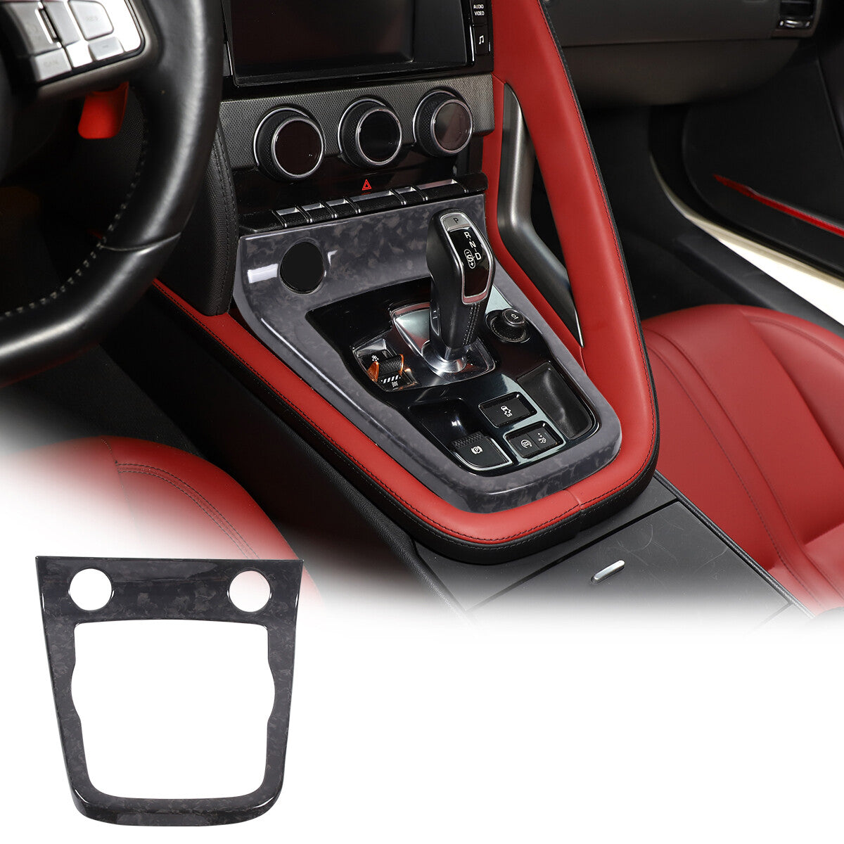 Forged Carbon fiber Center Gear Shift Panel Trim Frame for Jaguar F-type 13-22 1