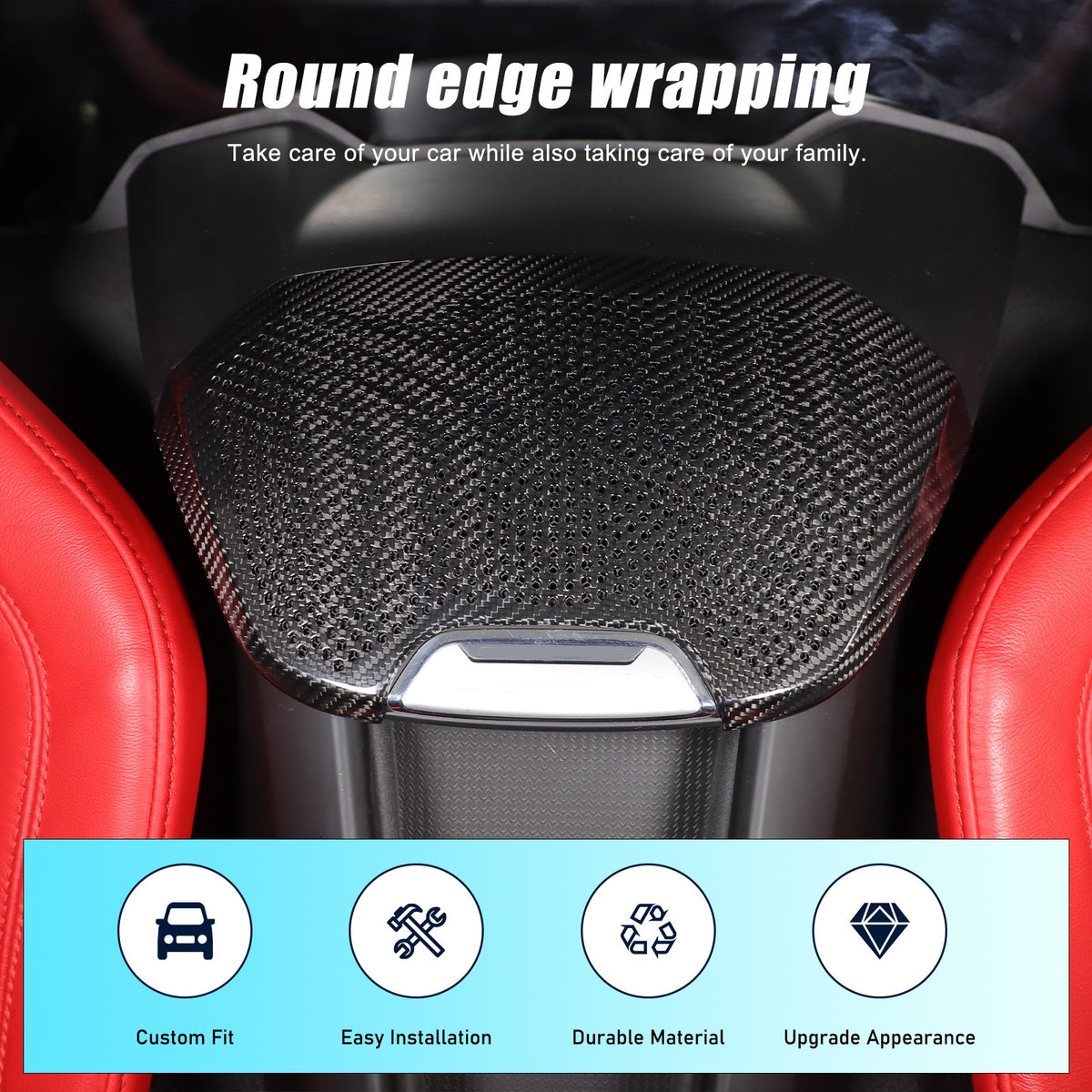 Real Carbon Fiber Rear Seat Single Speaker Grill Trim For Corvette C8 1LT 2020+ 13